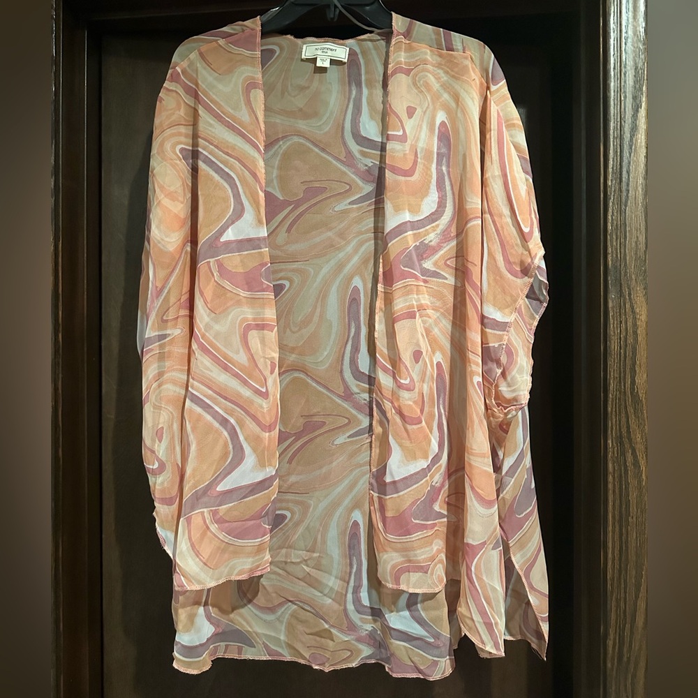 Long, Sheer Tie-Dye Kimono